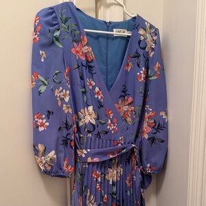 Eliza J Purple Floral Long Sleeve Dress